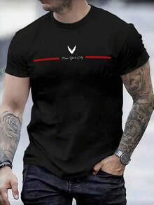 Summer Short-Sleeved Men's T-Shirts, Gym, Leisure, Vacation, High-Quality Men's Shirts, Simple Lettering, Y2K Men's Clothing, Festival Sweatshirt, Men's Sets, Men's Gifts - 黑色 - 查看 1
