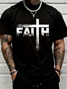 Camisetas Cristianas - Camisetas Cristianas de Fe y Cruz - Camiseta de Fe 100% Algodón Grueso 2025 VAG3 - Negro - Ver 1