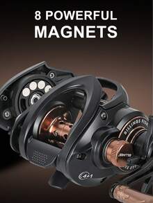 BILLINGS Baitcasting Fishing Reel,7.2:1 High-Speed Gear Ratio,6KG Max Drag,Metal Spool,Magnet Braking System Fishing Reel,For Freshwater Saltwater - Black - View 5