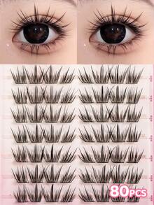 Glue-Free Phantom Butterfly False Eyelashes, 80 Clusters, Japanese And Korean Style, C-Curl, 8-10mm Mixed Length, Glue-Free Design, DIY Individual Eyelash Extensions, Saves Makeup Time, Segmented False Eyelashes, Easy To Use Suitable For Beginners, Soft And Natural Hair, Reusable, Versatile For Daily, Dating, And Party, Perfect Holiday Gift For Best Friends And Girlfriends. - C - View 4