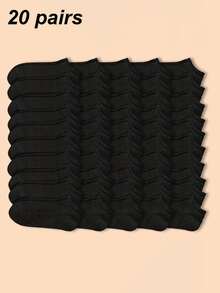1/10/20/30 Pairs Unisex Black Short Socks, Invisible Socks, Sports Socks, All-Match Minimalist Breathable Soft Comfortable Fashion Versatile Socks, Couple Style, Suitable For Daily Or Outdoor Casual Wear - Black - View 7