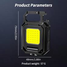 1 pieza Linterna de llavero recargable por USB, LED COB, rotación de 90°, linterna multifuncional para camping - multicolor - Ver 8