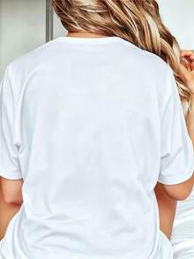 Women's Oversized T-Shirt With Western Bull Skull Graphic "Can't Be Tamed", Casual Summer Top, Country Style, Fashion Piece, Casual Blouses For Ladies - 白色 - 查看 3