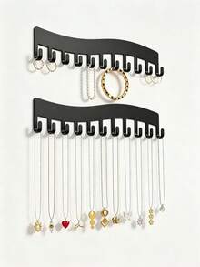 2pcs White/Black Wall Necklace Storage Rack Acrylic Wall Jewelry Storage Box Decorative Art Style Necklace Holder Hanging Storage Display Rack Can Store Rings, Earrings, Bracelets, Suitable For New Year, Valentine's Day, Mother's Day, Summer Decoration,Bedroom Room Decor,Back To School - Clear - View 7