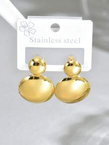 1 Pair Round Stainless Steel Geometric Pendant Minimalist Fashion Women's Earrings - Gold 1436 - View 4
