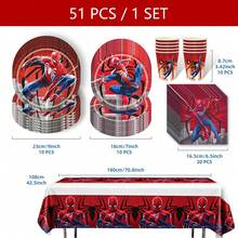 Disney Red Spider-Man Theme Children's Birthday Decoration Party Supplies Set - Paper Cups, Tissues, Plates, Tablecloths, Flags, Games - Theme Balloon Party Set - Tableware, Children's Toys - Cutlery Set - View 3