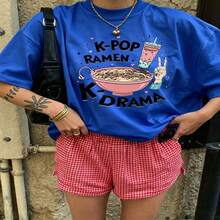 Cute Daily Casual Graphic T-Shirt 100% Cotton Oversized Soft Breathable Casual Crewneck Short Sleeve Top Aesthetic Daily Fashion Lovers Casual Wearers  Basic Street Style Minimalist Vintage Gift Givers Holiday Gift - 藍色 - 查看 18