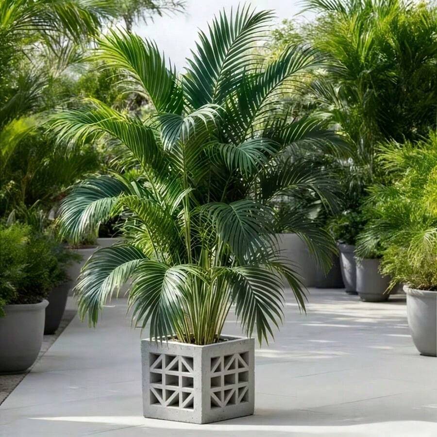 1pc Artificial Outdoor Palm Tree, Suitable For Indoor And Outdoor Use, Perfect For New Year Celebrations, Holiday Parties And Other Occasions, Maintenance-Free, Evergreen All Year Round - Green - View 1