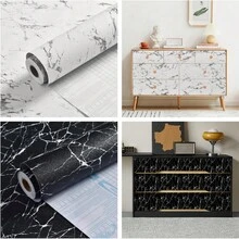 1 Roll Matte Marble Pattern Self-Adhesive Wallpaper, Home Decor, Furniture Refurbishment, Wall Renovation Contact Paper, Black And White Optional - Marble - View 3
