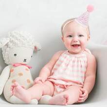 1 Set 1/2 Birthday Plaid Hat Daisy High Chair Banner Set, Suitable For 6 Months Old Boy/Girl Birthday Decoration, Sweet Cake Smash Photo Props (Blue/Pink) - Multicolor - View 9