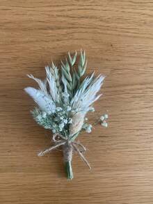 1/2/4/6/12pcs Artificial Mini Faux Flower Bouquets, Suitable For Home Table Centerpiece Decoration, Party Cake Decoration, Artificial Boutonniere For Groom And Groomsmen, Bohemian Style Vintage Wedding Party Prom Decoration, Gift For Bridal Party - White-green - View 6