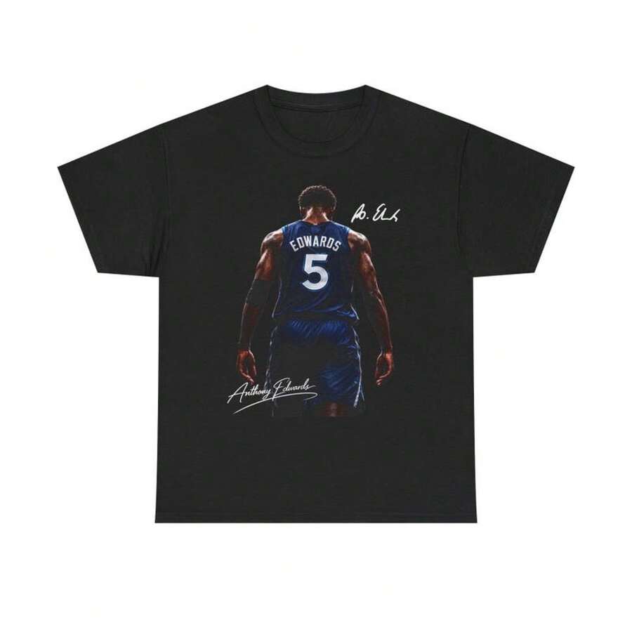 Camiseta de Anthony Edwards Minnesota| Camiseta de baloncesto con estampado gráfico - Negro - Ver 1