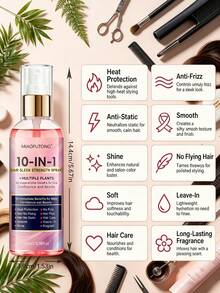 Semprotan Penghalus Rambut Multifungsi 10-in-1, Mengandung Minyak Nabati Alami, Perlindungan Panas & Pengontrol Rambut Kusut - Multi Aroma - View 3