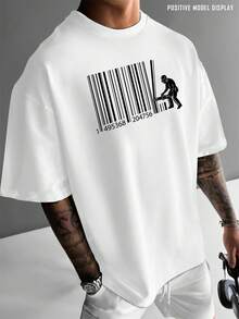 T-shirt homme décontracté et tendance 2026 - 100% coton pur, style classique, manches courtes, col rond, imprimé, idéal pour le streetwear ou le quotidien. - Blanc - Voir 1