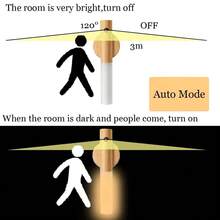 1pc/2pcs Creative Wood LED Wall Light Motion Sensor Magnetic Type-C Rechargeable Night Lamp For Kitchen Staircase - 小夜燈 - 查看 7