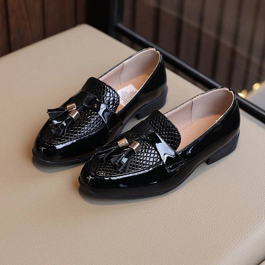 1 Pair Boys' Vintage Crocodile Embossed Pointed Toe Flat Shoes ...