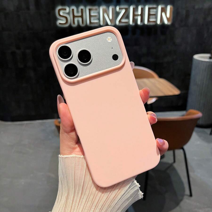 噴漆無框糖果色液態矽膠手機殼,分體設計大鏡頭開孔防指紋超薄殼,適用於 iPhone 17 16 15 14 13 Pro Max 12 Pro Max 11 手機殼,多款節日禮物 - 粉色 - 查看 1