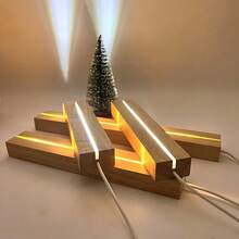 1pc/6 Inch Wooden Rectangular LED Light Display Base, USB Powered, Warm/White/Colorful Light, Lighting Base, Night Light, Suitable For Photos, Crystal Glass Resin Art Night Light Decor, Room Living Room Kitchen Accessories Creative Gift, Mother's Day, Valentine's Day Gift Decor - Rectangle - View 7