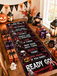 1pc Halloween Horror Text Scoring Game Scroll, Black And Red Ghost Pumpkin Pattern Game Scroll, Halloween Party Game, Happy Halloween Decoration, Halloween Family Gathering Fun Activity, Family Gathering First Choice, Prop To Create Halloween Atmosphere, Winter Decoration, Halloween Home Decor, Halloween Gift, Party Favor - Horror Text - View 3