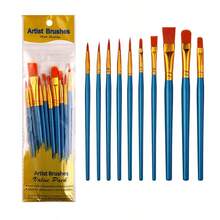 10pcs/Set 2026 New Plastic Handle Paint Brush Set, Oil Painting, Watercolor, Hand Painting, Art Brush Set / Small Amount Of Glue Overflow Is Normal - Multicolor - View 11