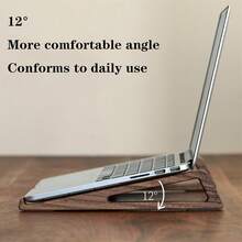 2pcs Ergonomic Bamboo Laptop Stand - Adjustable Height Portable Desktop Support, Wide Base Stable Support, Suitable For Laptops, Bamboo Material Office Desk Riser, Suitable For Office, Bedside And Travel, Vintage Style Office Accessory - A - View 12