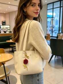 New Rose Flower Hanging Ornament Camellia Flower Pendant Bag Charm Keychain Exquisite Bag Keychain Accessory - Multicolor - View 2