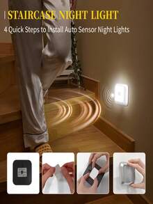 6pcs Motion Sensor Lights, LED Cabinet Lights, Outdoor Step Lights, USB Rechargeable/Battery Powered Night Lights - Perfect For Bedroom Decor, Hallway Decor, Bathroom Decor, Cabinet Decor, Stair Lighting, Outdoor Decor, Home Decor And Room Decor - Multicolor - View 5