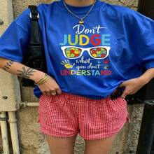 Heartfelt Daily Casual Graphic T-Shirt 100% Cotton Oversized Soft Breathable Casual Crewneck Short Sleeve Top Cute Aesthetic Daily Wear For Casual Wearers Fashion Lovers Daily Outfit Enthusiasts Gift Givers - 藍色 - 查看 18
