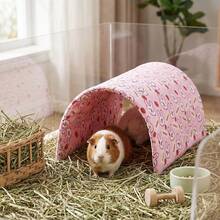 1pc Cartoon Print Summer Flexible Dome-Shaped Small Pet Hideout Tunnel, Small Pet Sleeping Mat Windproof Sunshade Play Tube, Suitable For Guinea Pigs And Mice, All-Season Use Fence Climbing And Hiding Habitat Accessory - one-size - View 4