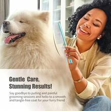 Pet Moon Comb Stainless Steel  Teeth Cat Dog Face Hair Grooming Comb For Details Care Small Pet Comb Round Tip - 粉色 - 查看 3