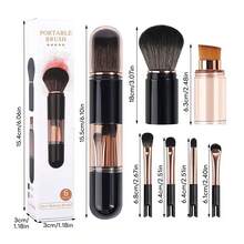 6-In-1 Detachable & Modular Travel Makeup Brush Set, Portable Compact Multi-Function Face Foundation, Blush And Eyeshadow Detail Brushes, Suitable For Daily Travel And Outdoor Makeup - Multicolor - View 6