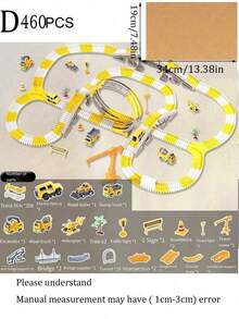 Bestselling Children's DIY Building Block Track Assembly Toy, Electric Track Engineering Vehicle Set Assembly Toy, Electric Track Racing Car Toy, Children's Educational Track Car Small Train, Connectable Track Design, Perfect For Christmas, Easter, Halloween, New Year And Birthday Gifts. Batteries Not Included - Multicolor - View 15