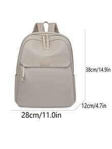 Women's Nylon Solid Color Quilted Large Capacity Versatile Backpack, Minimalist Casual Student Backpack, Storage Travel Bag, Commuter Bag - Beige - View 6