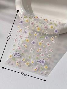 1pc Purple & Yellow Embroidered Floral Decorative Sticker, Gradient Colorful Small Flowers With Light Green Leaves, Realistic Fabric Embroidery Texture, Gentle Pastoral Style, Suitable For Collage, Phone Case Decoration, Water Bottle Sticker, Notebook Embellishment, Compatible With Various Handmade DIY Crafts - Purple and Yellow Embroidered Floral Pattern - View 5