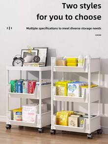 1pc Multi-Layer Open-Top Movable Bookshelf Storage Rack, Gap-Filling Simple Floor-Standing Dust-Proof Organizer For Children's Toys And Books, Suitable For Home, Bedroom, Study, Balcony, Housewarming Gift, Home Decor, Daily Essential - White - View 4