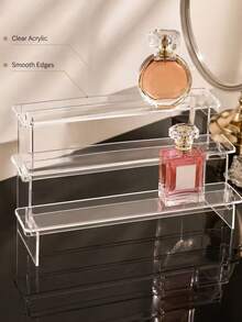 1pc Acrylic Cosmetic Organizer Rack, Multi-Layer Transparent Storage Shelf Cake Stand, Perfume Display Tool Holder, Perfume Organizer, Reinforced Thickened Trapezoid Display Rack, Cosmetic Collection Shelf - Clear - View 4