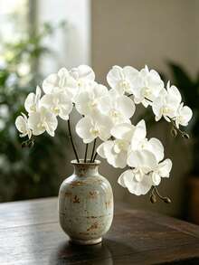 1/2Pcs Artificial Phalaenopsis Orchid Branches, 8-Head Premium Fake Moth Orchids, Vase Arrangement Decor For Home, Living Room, Bedroom, Bathroom, Office, Porch, Indoor & Outdoor Garden; Wedding, Party & Graduation Ornaments - Multicolor - View 1