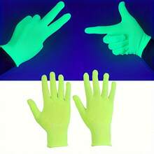 4pcs/1set Neon Green Glow-In-The-Dark Knitted Gloves, UV Blacklight Reactive Gloves, Neon Party Supplies, Suitable For Stage Performance, Magic Show, Halloween Birthday Club Costume Accessories - View 5