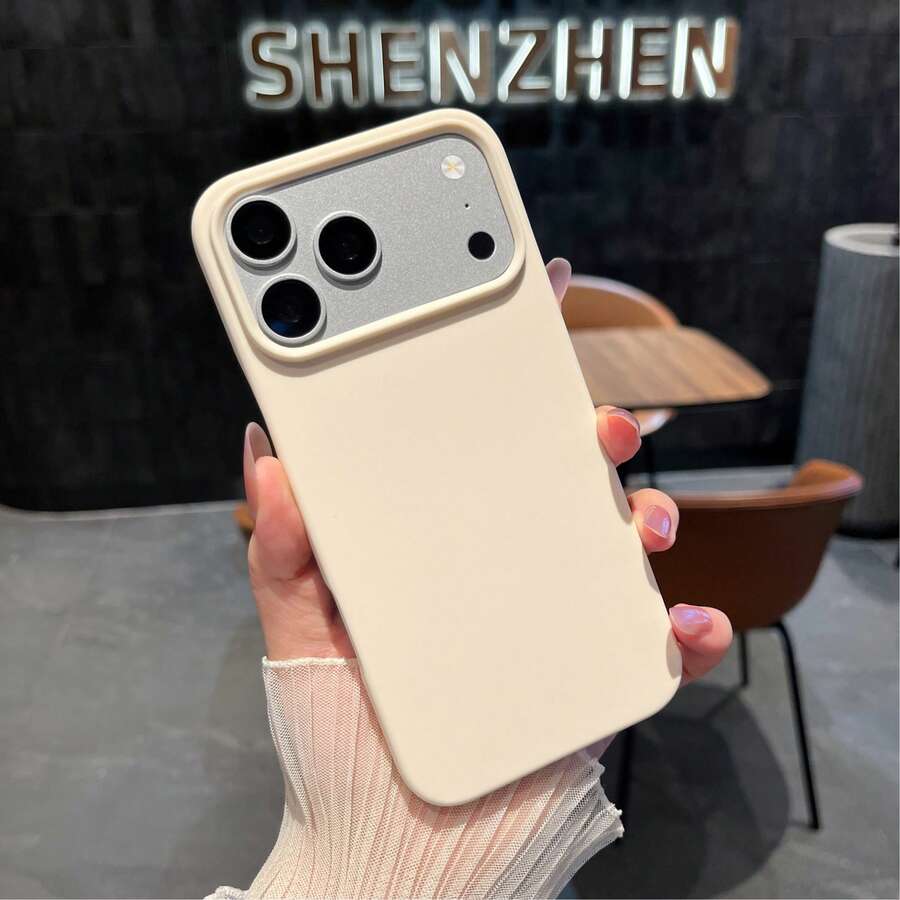噴漆無框糖果色液態矽膠手機殼,分體設計大鏡頭開孔防指紋超薄殼,適用於 iPhone 17 16 15 14 13 Pro Max 12 Pro Max 11 手機殼,多款節日禮物 - 白色 - 查看 1