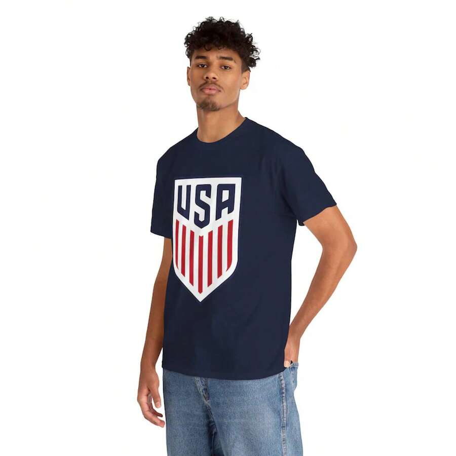 FIFA-USA Soccer FIFA World Cup T-Shirt |   World Cup Fans Tee-241 - Navy Blue - View 1