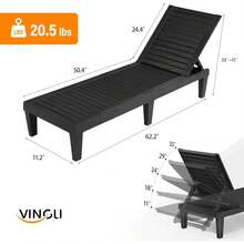 Outdoor Chaise Lounge Chair, Adjustable Waterproof Patio Recliner, Easy Assembly Pool Lounge Chair For Backyard Lawn Poolside Garden, Black 1 Pack - Black - View 6