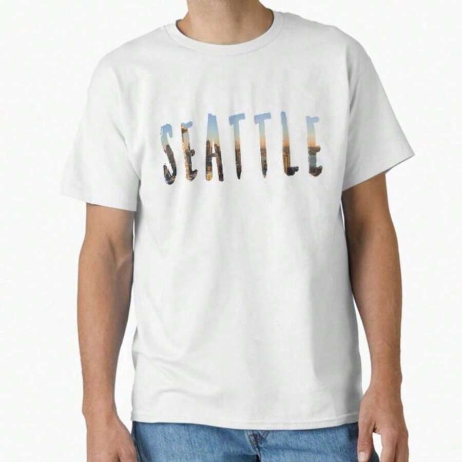 Camiseta con la aguja espacial frente a una ciudad colorida - Amarillo - Ver 1