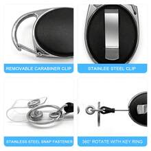 4pcs Retractable Badge Reel Clip, Black ID Card Holder For Office School Work - Black - View 3