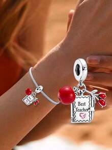 1pc 925 Sterling Silver Teacher Pendant Suit, Suitable For Women Bracelet Bangle DIY Jewelry Making And Daily Decoration, Decorative Accessory For Girls - Teacher's Set - View 5