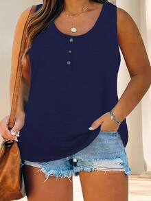 Tallas Grandes - Tallas Grandes - Nuevos Chalecos Casuales Populares de con Botones en Colores Sólidos para Ropa de Mujer de Talla - Gris - Ver 11