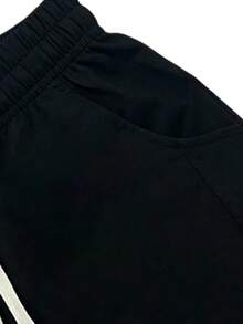 女款夏季刺繡休閒運動短褲 黑色 - 黑色 - 查看 5