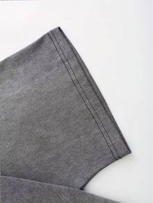 Men's Dark Gray Saturn And Star Print T-Shirt - Soft Stretch Knit Fabric, Space-Themed Crew Neck Short Sleeve, Street Style Versatile - 橘色 - 查看 3