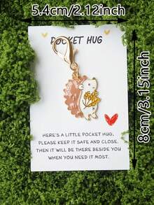 1pc Cute Hedgehog Keychain Pendant With Inspirational Message And Pocket Hug Card, Suitable For Wallet, Handbag, Car Charm - Multicolor - View 5