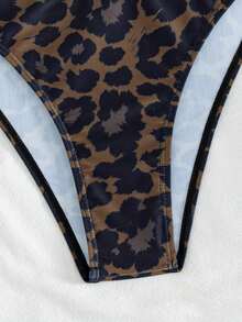 Conjunto de bikini de 2 piezas con tirantes finos y estampado de leopardo sexy para mujeres europeas y americanas, perfecto para vacaciones de verano, natación y playa - Multicolor - Ver 6