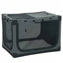 Foldable Dog Transport Cage, With Removable And Washable Cushion, Oxford Fabric Lining, For Dogs Up To 30 Kg, Grey. - View 10